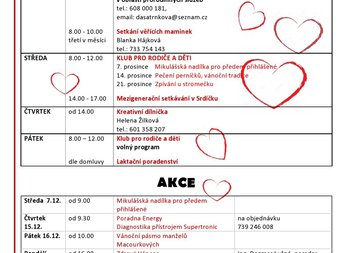 Mateřské centrum Srdíčko v prosinci