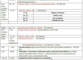 Mateřské centrum v listopadu