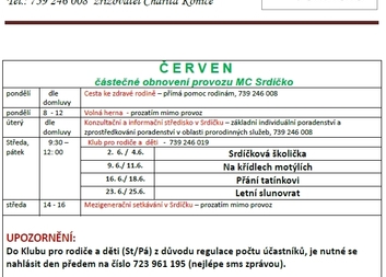 Program Srdíčka na červen