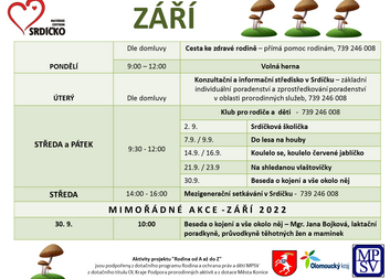 Program MC Srdíčko - září 2022