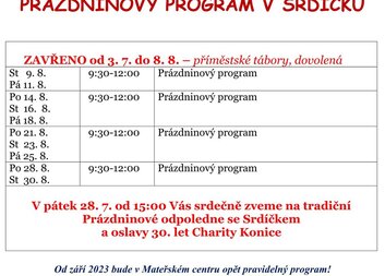 Prázdninový program MC Srdíčko
