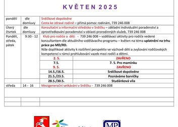 Program MC Srdíčko na květen 2025