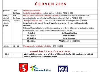Program MC Srdíčko na červen 2025