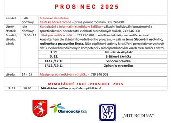 Program MC Srdíčko - prosinec 2025