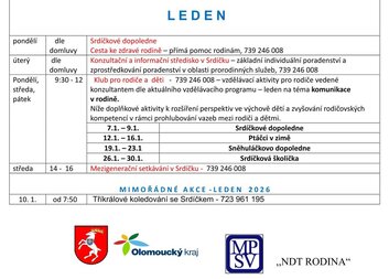 Program MC Srdíčko - leden 2026
