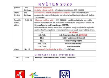 Program MC Srdíčko - květen 2026